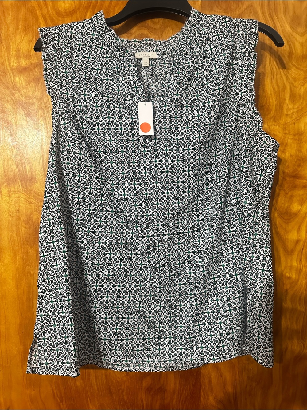 Talbots Navy, Green &White Printed Sleeveless Top